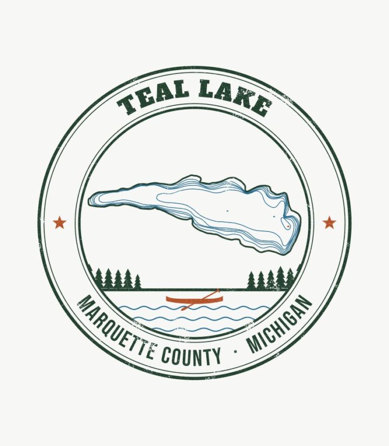 Teal Lake vintage badge design