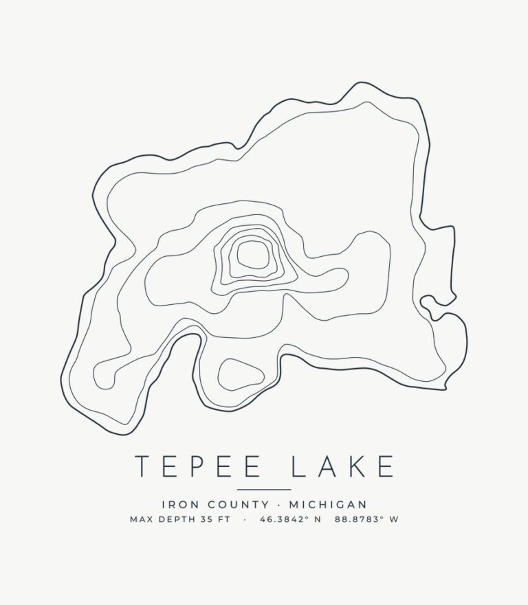 Tepee Lake contour map design