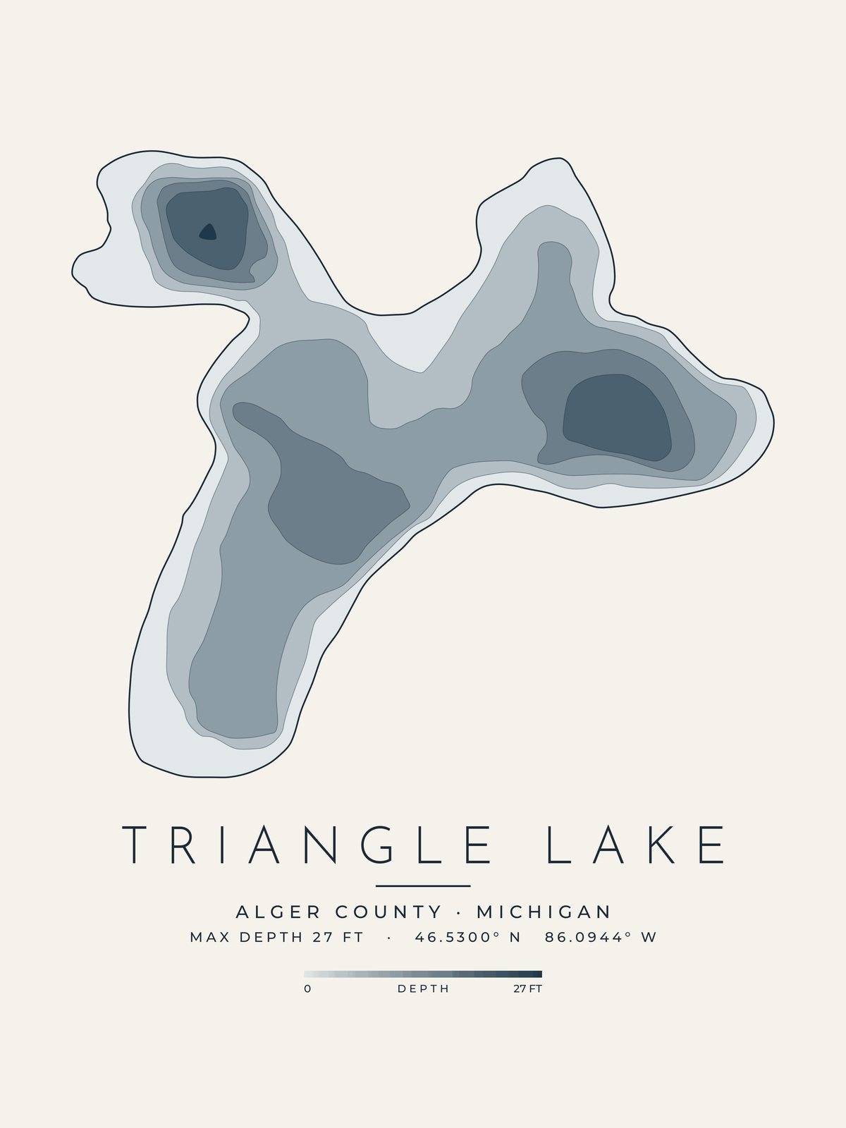 Triangle Lake depth map