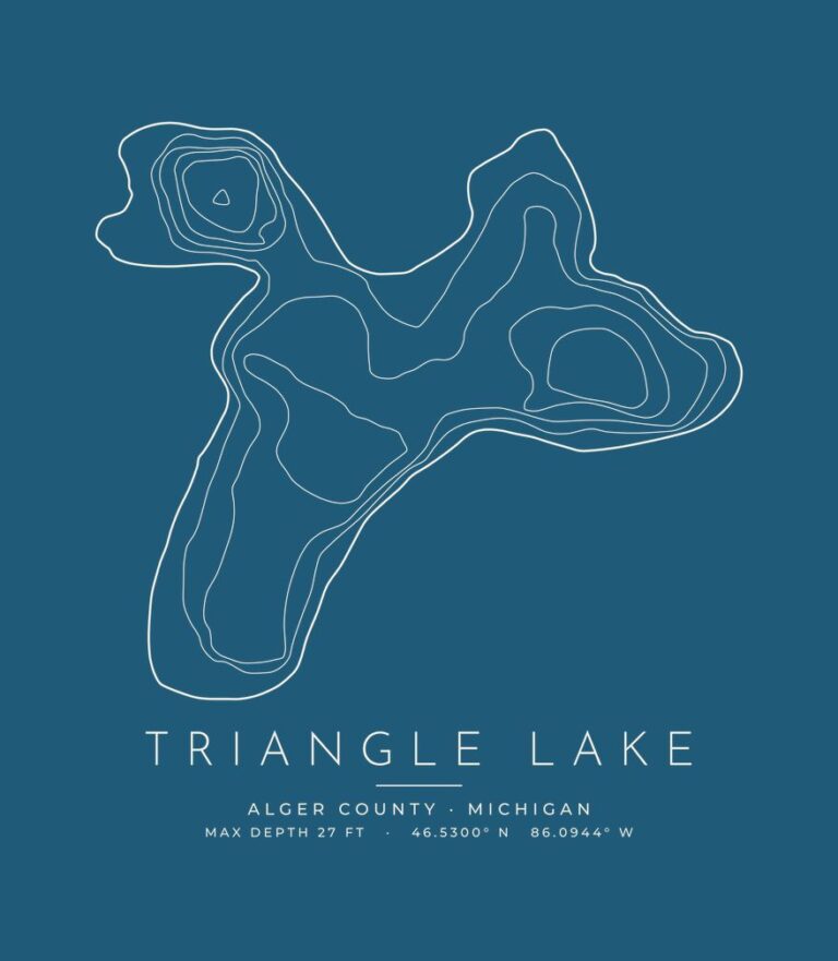 Triangle Lake contour map (for dark shirts) design
