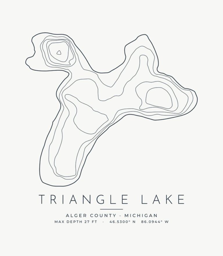 Triangle Lake contour map design