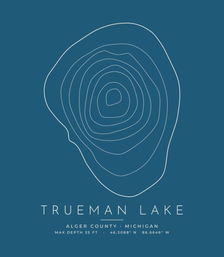 Trueman Lake contour map (for dark shirts) design