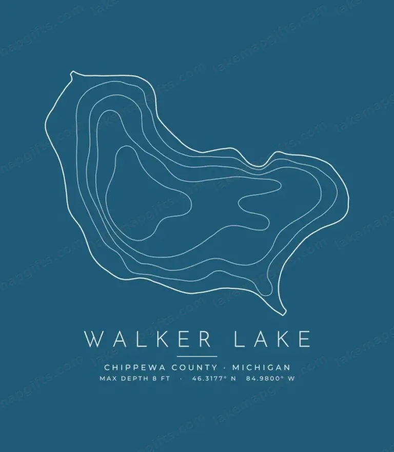 Walker Lake contour map (for dark shirts) design