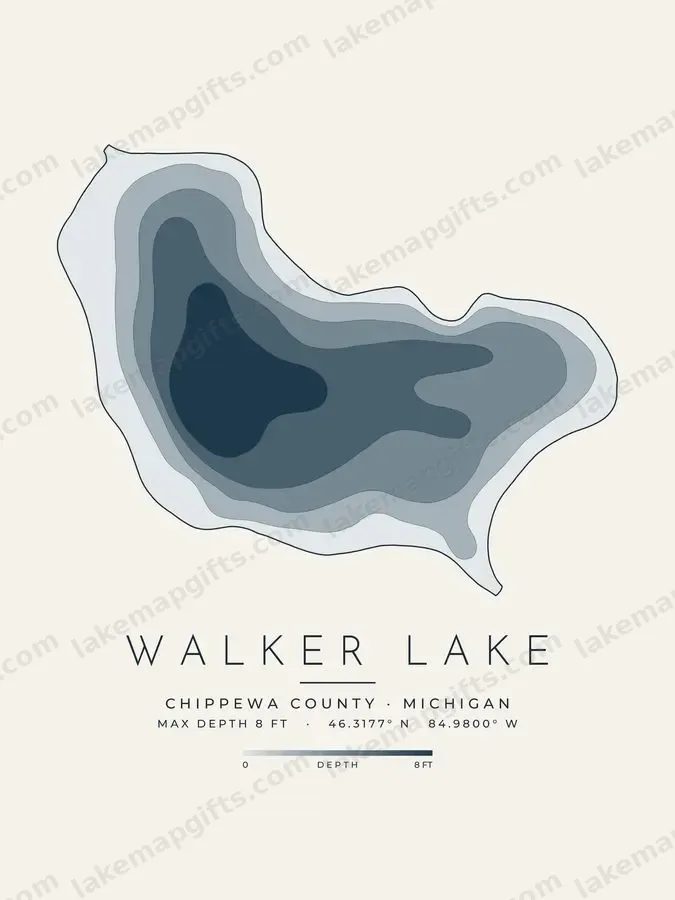 Walker Lake depth map print design